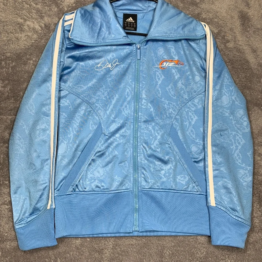 Adidas Dale Earnhardt Jr Track Jacket Womens Small Blue NASCAR Racing Full Zip‎